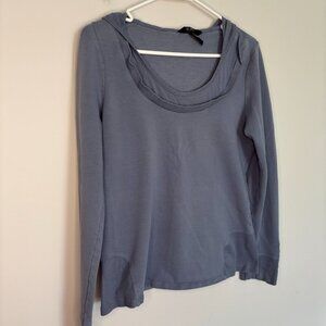 BCBG PARIS Hoodie Womens L Indigo Long Sleeve Stretch Casual Scoop Neck